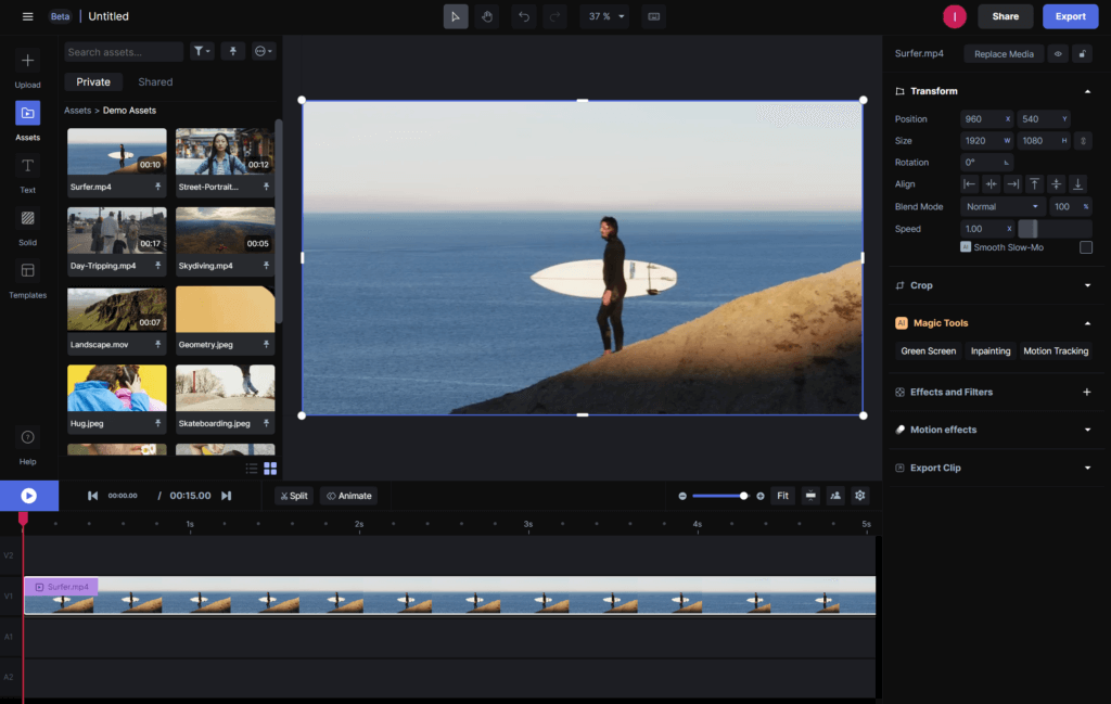 Runway interface for a video generated via AI free tools